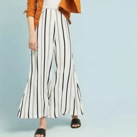 ANTHROPOLOGIE x ETT:TWA Manon Flared Striped Wide Leg Pants {XX47} - Picture 1 of 6